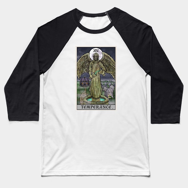 Temperance Tarot Card Halloween Gothic Creepy Crying Angel Statue Baseball T-Shirt by TheGhoulishGarb